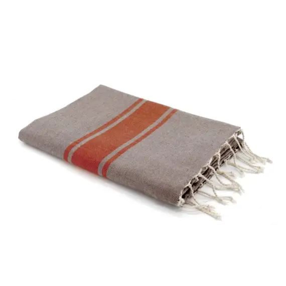 Fouta bicolore 100×200 Taupe clair et terracotta