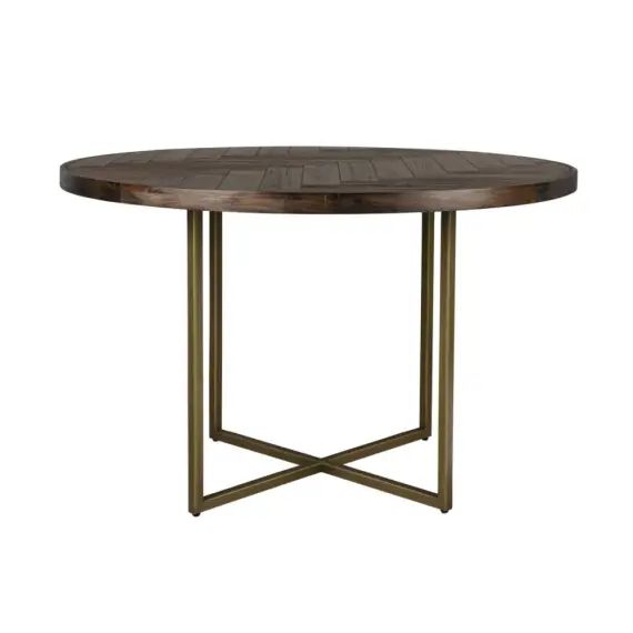Table de repas ronde en bois et acier laiton D 120