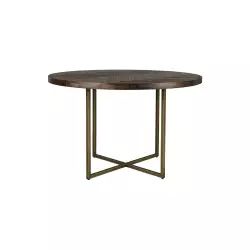 Table de repas ronde en bois et acier laiton D 120