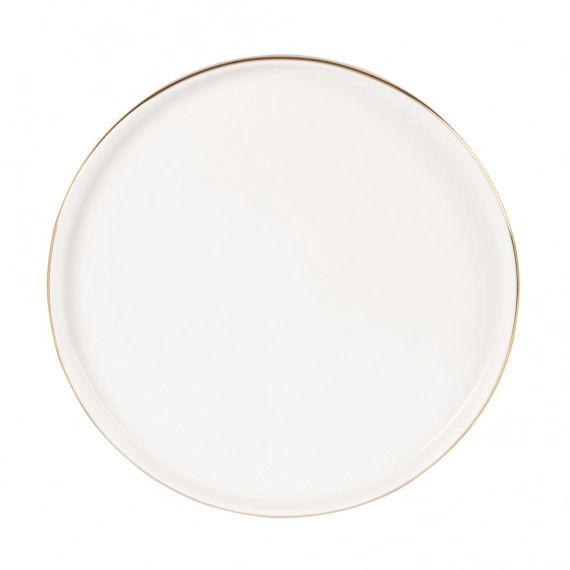 Assiette à dessert en porcelaine blanche et dorée