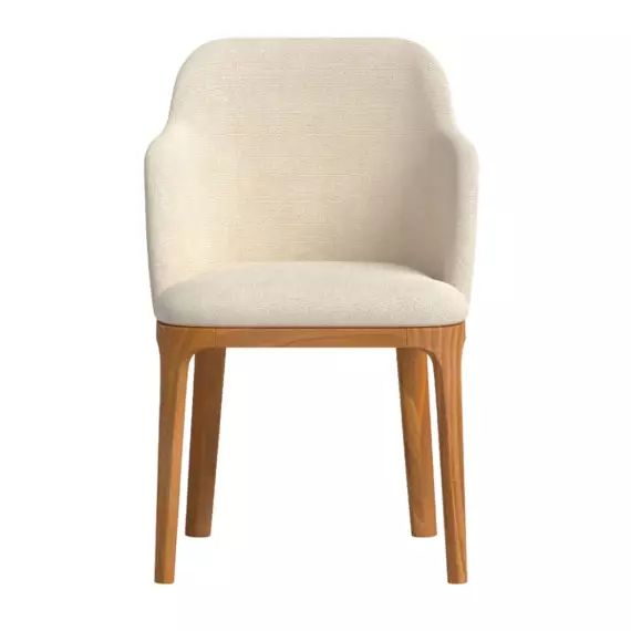 Chaise avec tissu fabriqué à la main en couleur beige