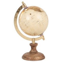 Mini globe terestre carte du monde beige et doré
