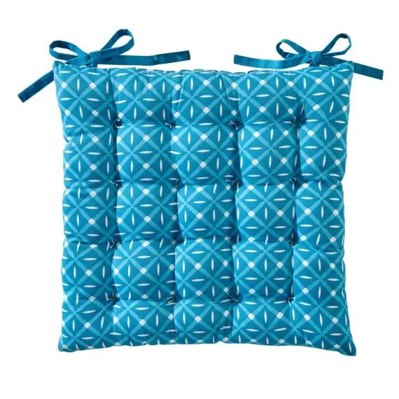 Galette de chaise bleue 40×40 en coton
