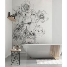 Papier peint panoramique Embroidery blanc & noir intissé KOMAR l.184 x H.248 cm