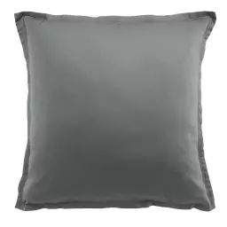 Taie d’oreiller carrée satin de coton gris foncé 65×65 cm