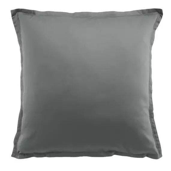 Taie d’oreiller carrée satin de coton gris foncé 65×65 cm