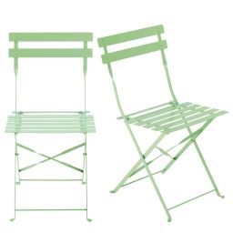 2 chaises pliantes de jardin en métal vert d’eau Guinguette