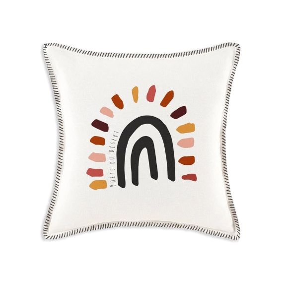 Coussin décoration imprimé  en Coton Blanc 40×40 cm