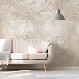 Papier peint panoramique ombres bambous 300 x 250 cm beige