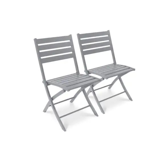 Lot de 2 chaises de jardin en aluminium gris