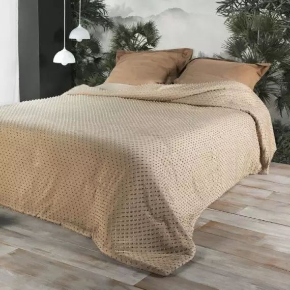 Dessus de lit polyester sable 180x240cm