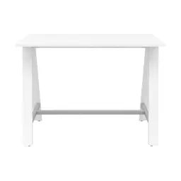 NUMA Table haute 140×80 cm BUT PRO blanc / pieds métal