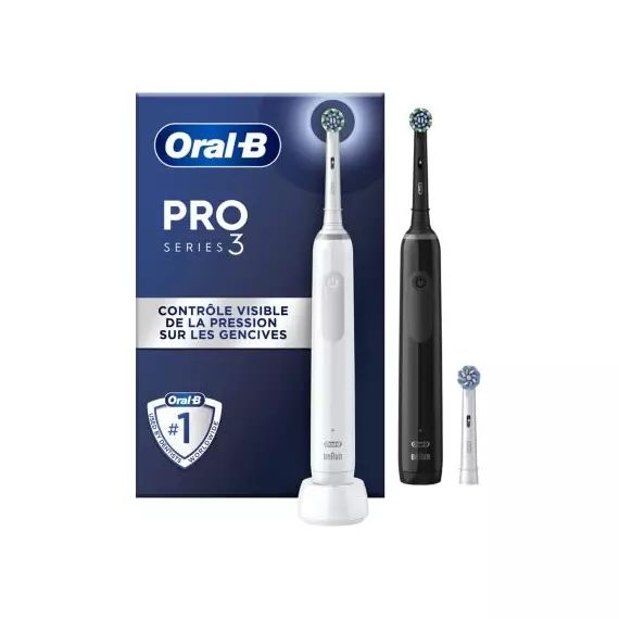 Brosse à dents électrique ORAL-B Pro 3900 DUO – Noire Et Blanche