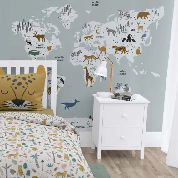 Papier peint intissé panoramique imprimé map 250x270cm