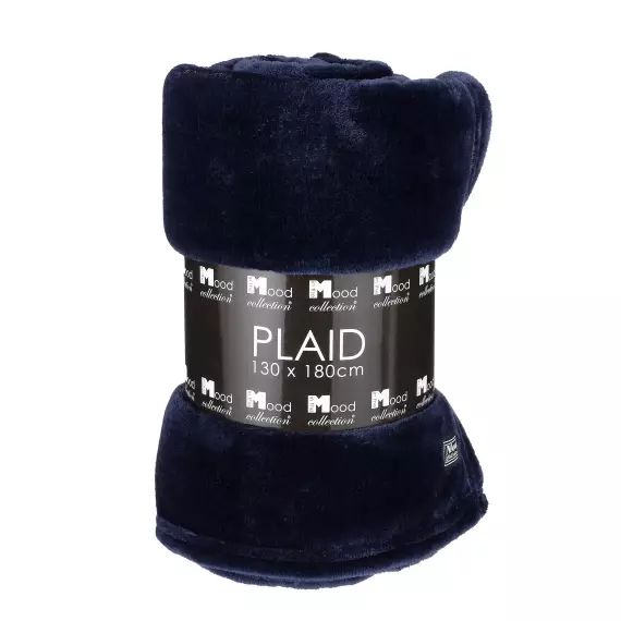 Plaid polaire bleu foncé 180×130