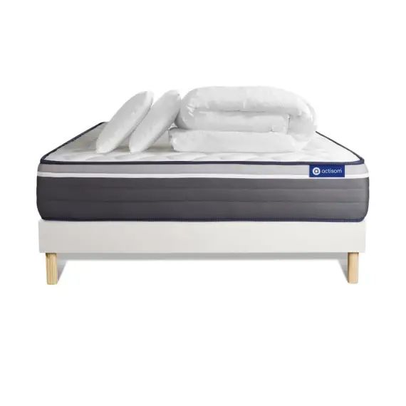 Pack ACTILATEX PLUS 160x200cm sommier kit blanc