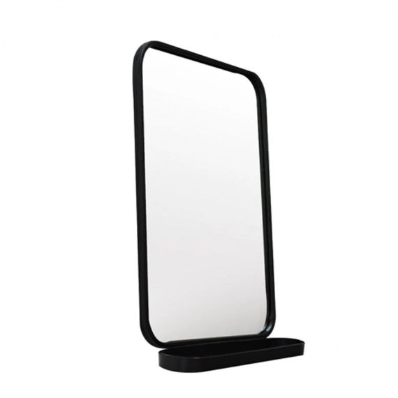 Miroir avec étagère en métal noir 51×78