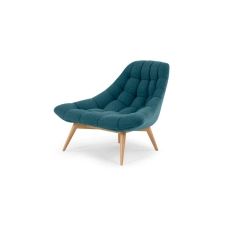 Kolton, fauteuil, bleu minéral et pieds en bois clair