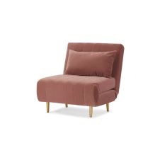 Bessie, fauteuil convertible, velours recyclé rose bourgeon