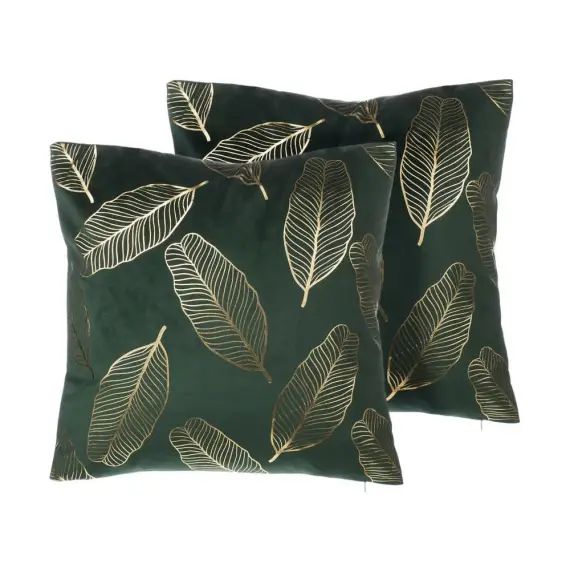 Lot de 2 coussin décoratifs en velours vert 45x12cm