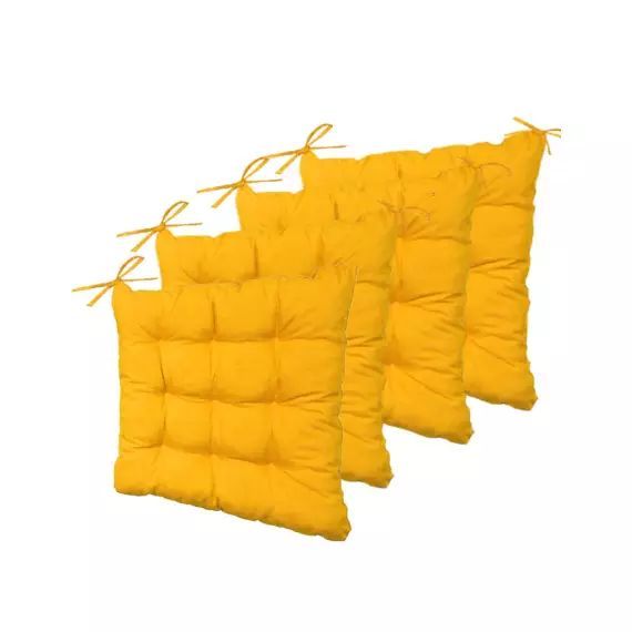 Lot de 4 Galettes de chaise en polyester 40 x 40 cm jaune