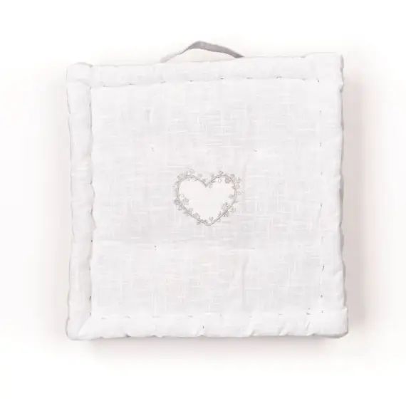 Coussin de sol avec broderies en coton gris clair 40x40x10