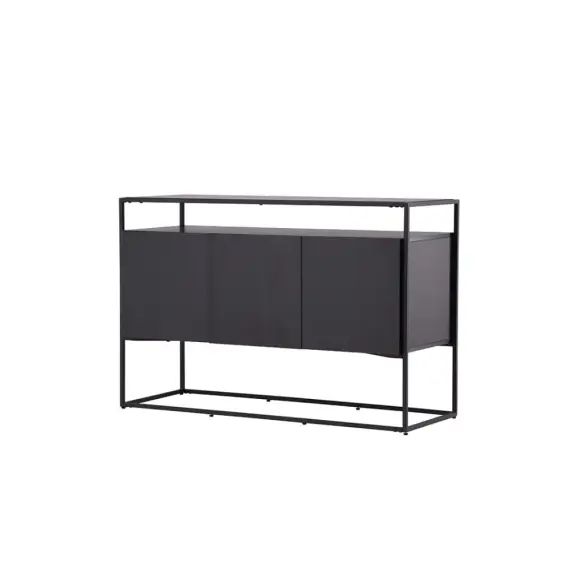 Buffet bas 3 portes en bois et métal noir noir
