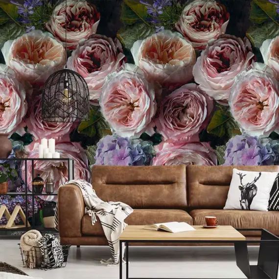 Papier peint Pivoines et Hortensias 53x840cm
