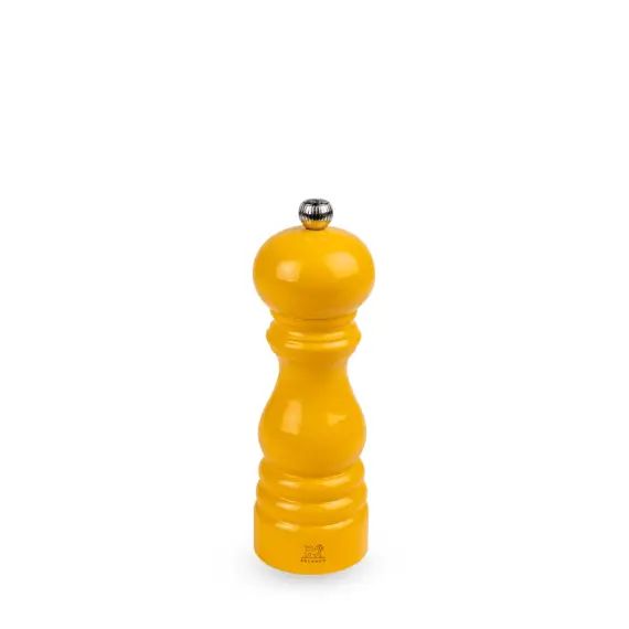 Moulin à sel manuel en bois laqué jaune safran 18 cm