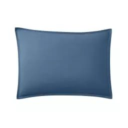 Taie d’oreiller unie en coton bleu 50×70