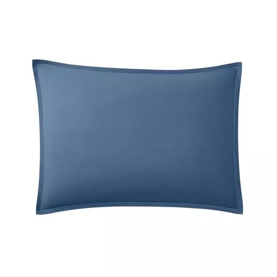 Taie d’oreiller unie en coton bleu 50×70
