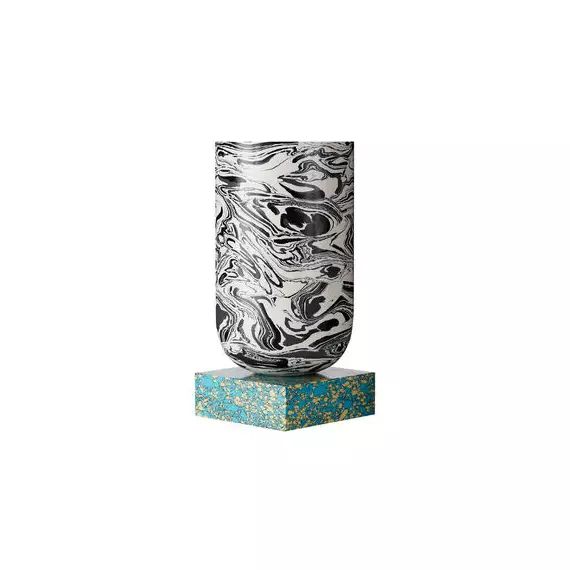 Vase Swirl en Matériau composite, Poudre de marbre recyclée – Couleur Multicolore – 14.5 x 14.5 x 24.5 cm – Designer
