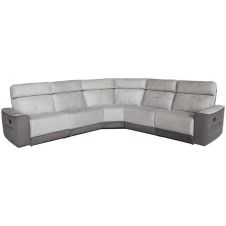 Canapé d’angle panoramique relax manuel 5 places NIGHT coloris gris clair/ gris foncé