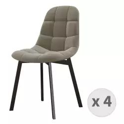 Chaise en Velours Taupe et métal noir (x4)