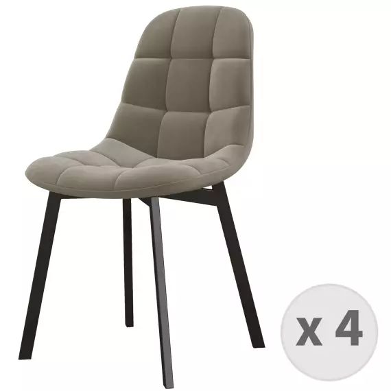 Chaise en Velours Taupe et métal noir (x4)
