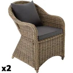 Lot de 2 fauteuils de jardin luxe marron naturel