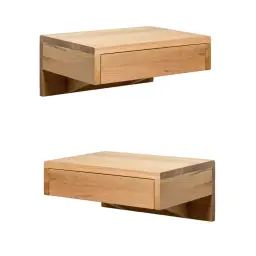 Lot de 2 tables de chevet en chêne massif huilé