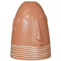 Vase Visage en céramique ocre orange