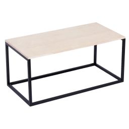 Table basse industrielle en bois et métal noir