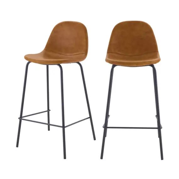 Chaise de bar mi-hauteur 65 cm camel (lot de 2)