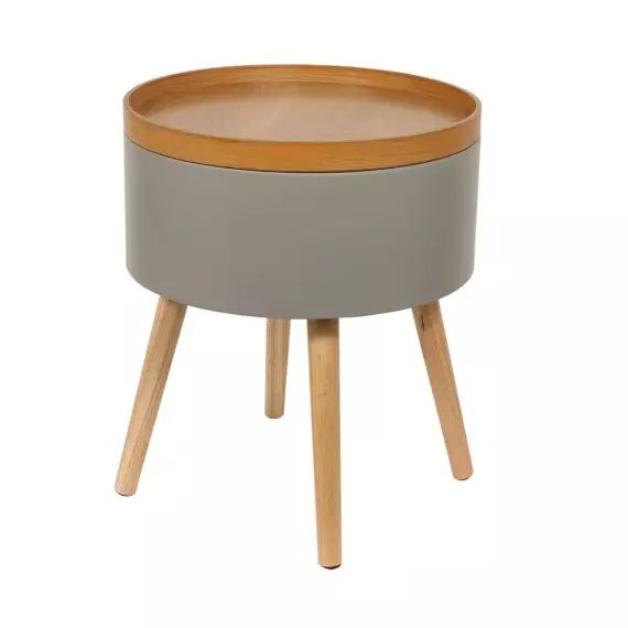 Bout de canapé en hévéa massif gris