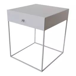 Table de chevet en métal 1 tiroir blanc