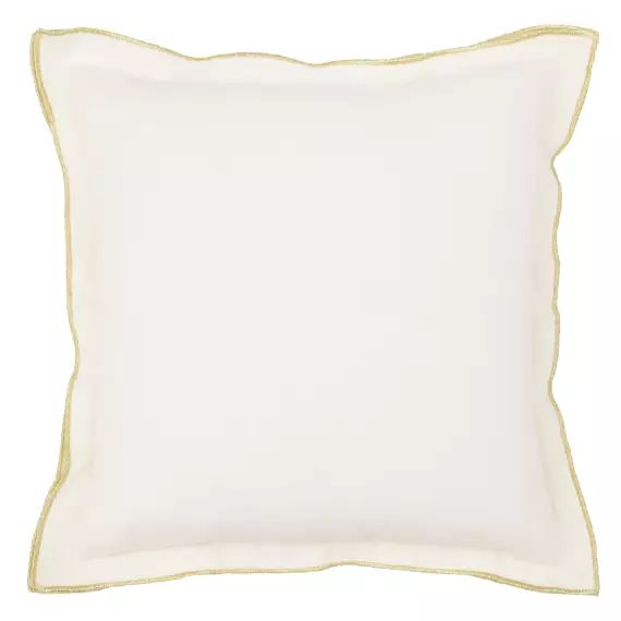 Housse de coussin en coton et lin blanc et doré 40×40