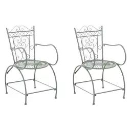 Lot de 2 chaises de jardin en métal Vert antique