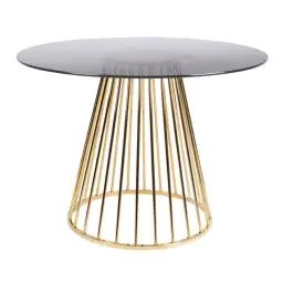 Table à manger en métal D104cm noir / or
