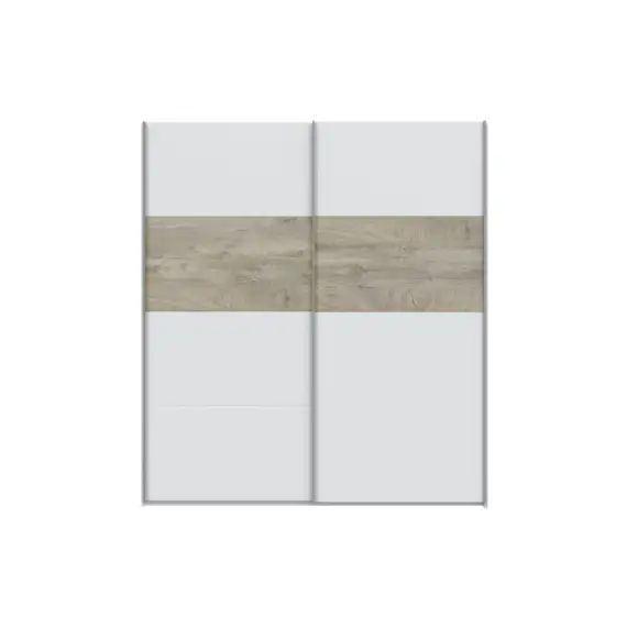 Armoire penderie blanc/bois avec portes coulissantes L180 x H200cm