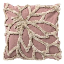 Housse de coussin rose en coton et polyester-45×45 cm avec motif fleu