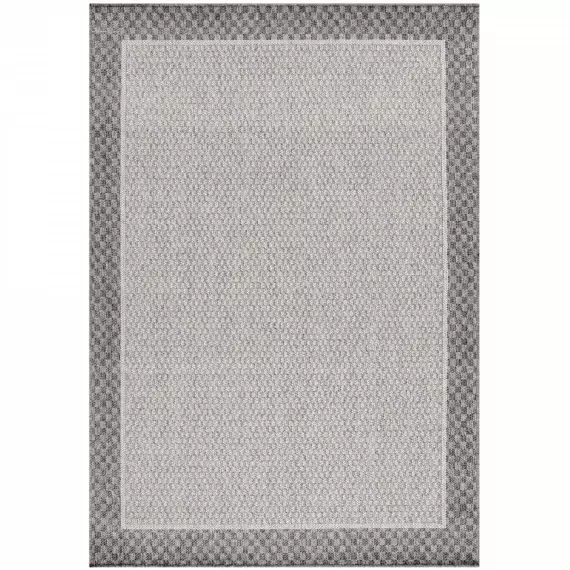 Tapis extérieur tissé plat greige et gris 200x290cm