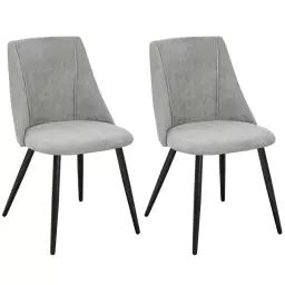 Lot de 2 chaises de salle à manger scandinave tissu gris