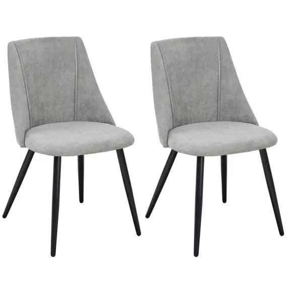 Lot de 2 chaises de salle à manger scandinave tissu gris